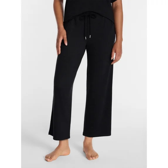 Joyspun Women's French Terry Knit Sleep Capri Pants, 25” Inseam, Sizes XS-3X | Walmart (US)