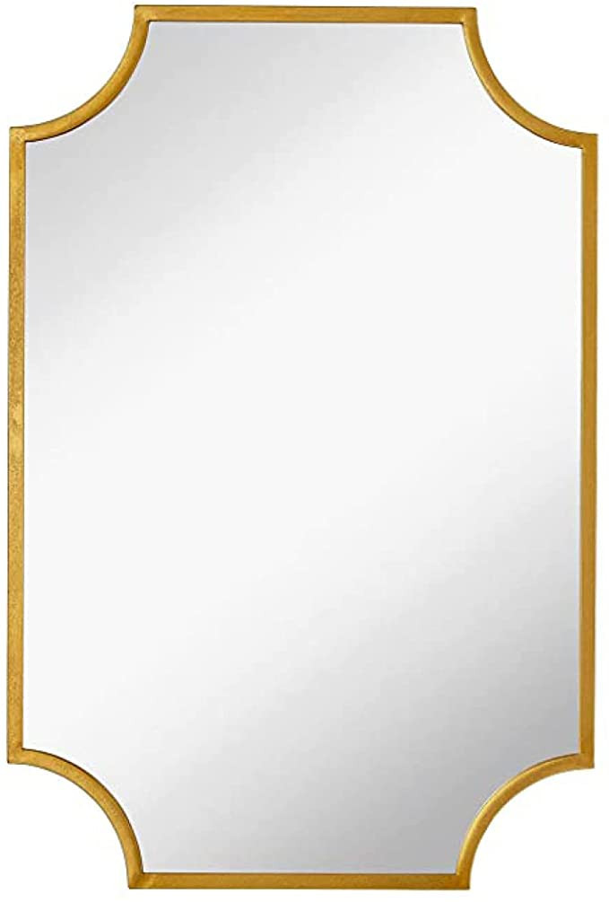 Hamilton Hills Metal Framed 24x36 inch Gold Scalloped Mirror | Large Rectangle Decorative Mirrors... | Amazon (US)