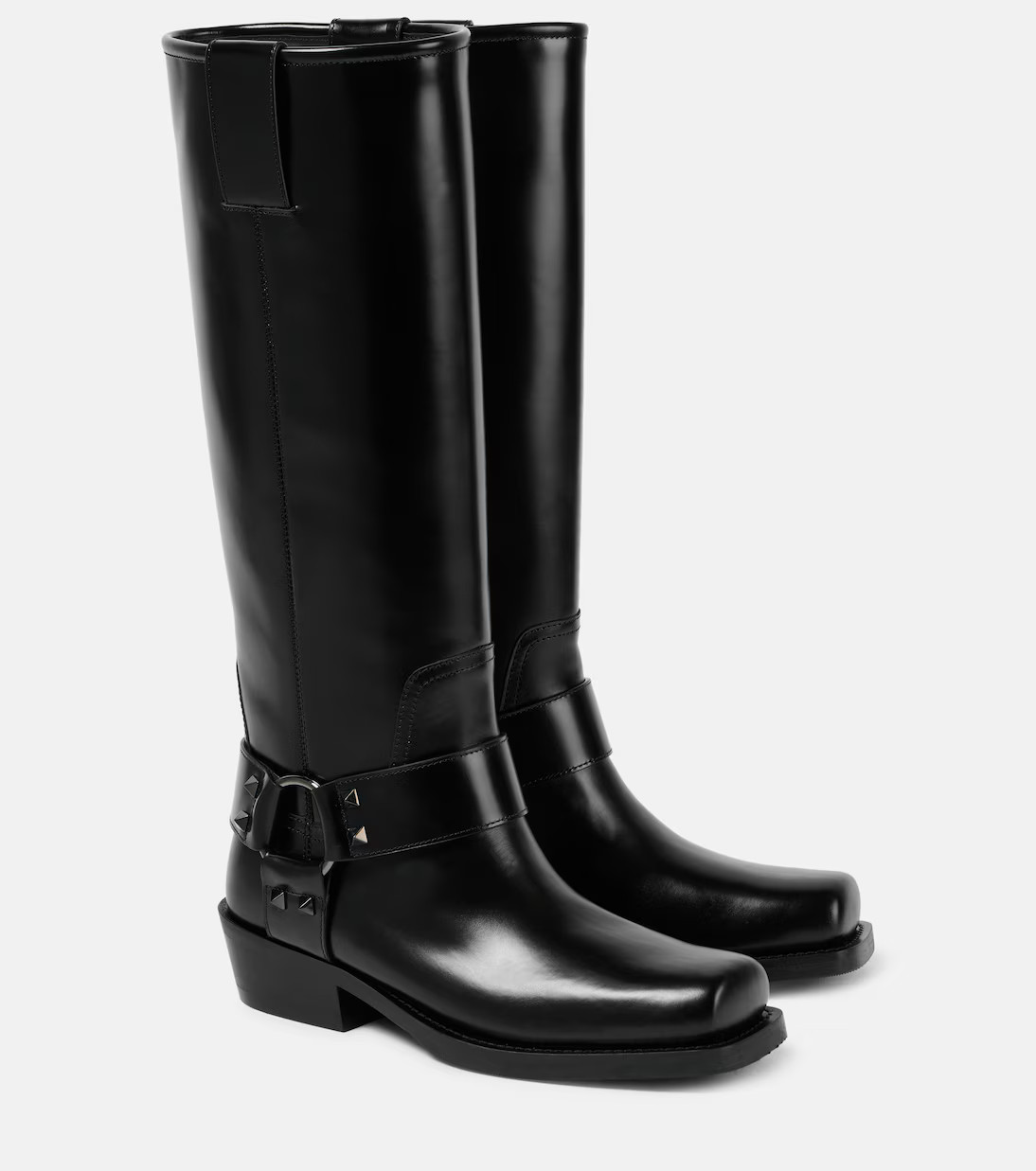 Rockstud leather biker boots | Mytheresa (US/CA)