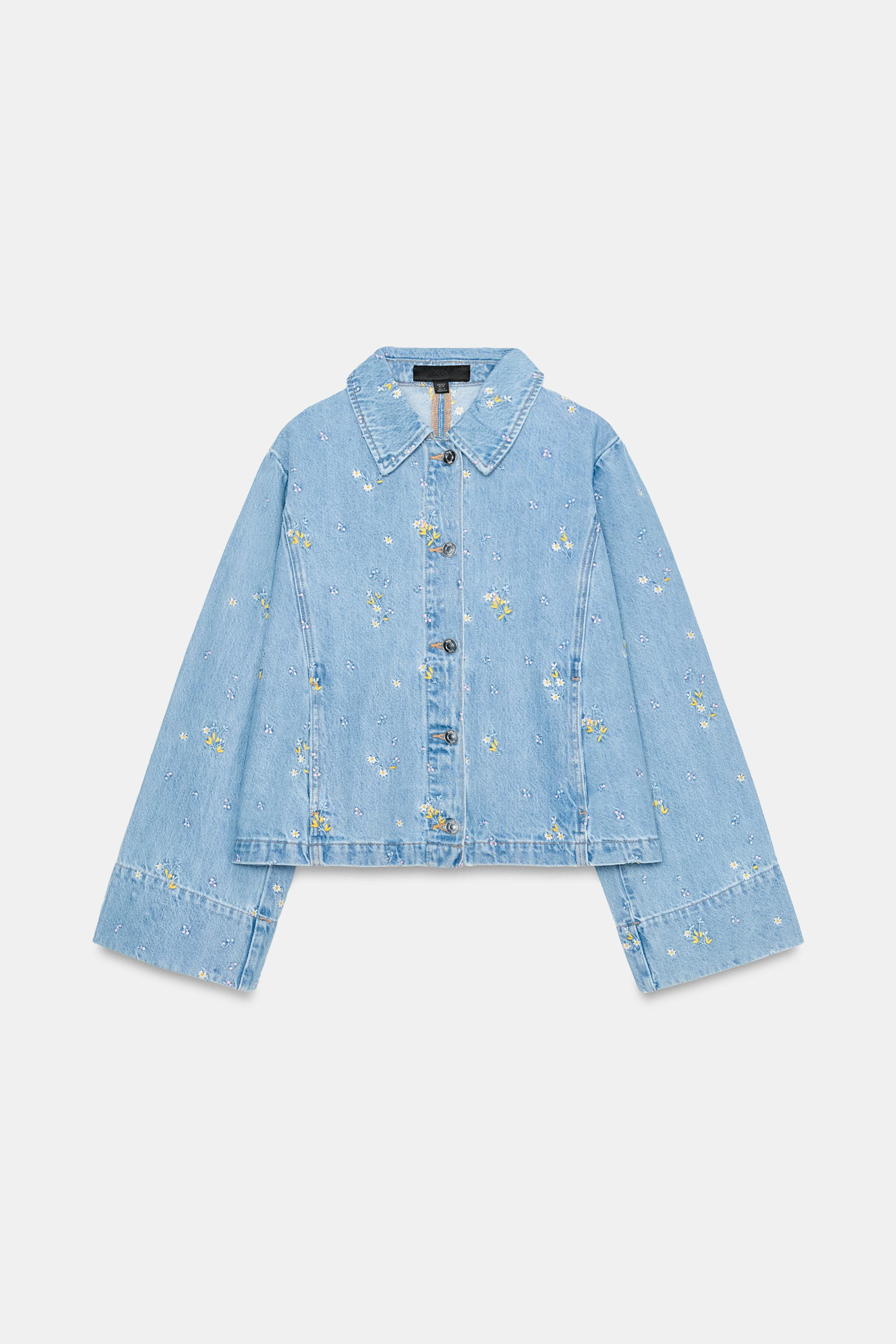 Z1975 EMBROIDERED FLORAL DENIM JACKET SET | Zara US