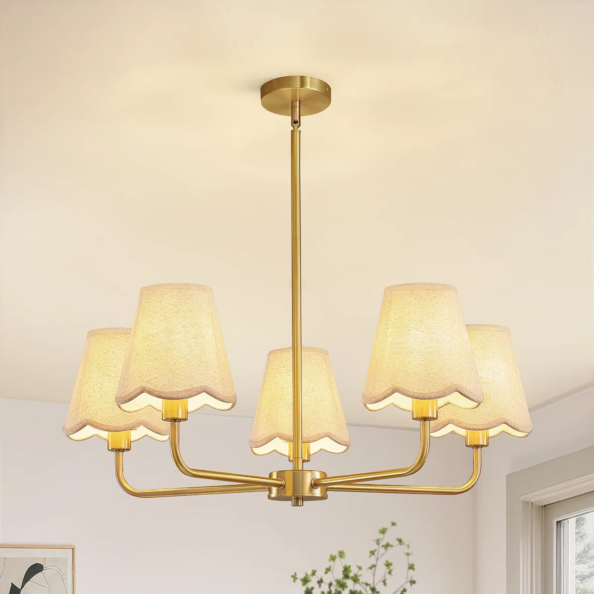 5-Light Modern Dimmable Chandelier With Fabric Shades | Wayfair North America