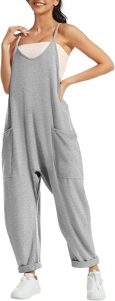 ATHMILE Jumpsuits for Women Casual Summer Rompers Sleeveless Loose Spaghetti Strap Baggy Overalls... | Amazon (US)