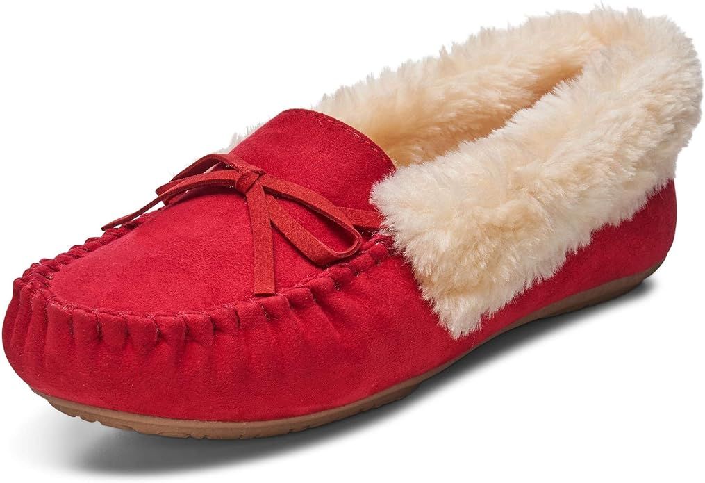 Alpine Swiss Leah Womens Shearling Moccasin Slippers Faux Fur Slip On House Shoes | Amazon (US)