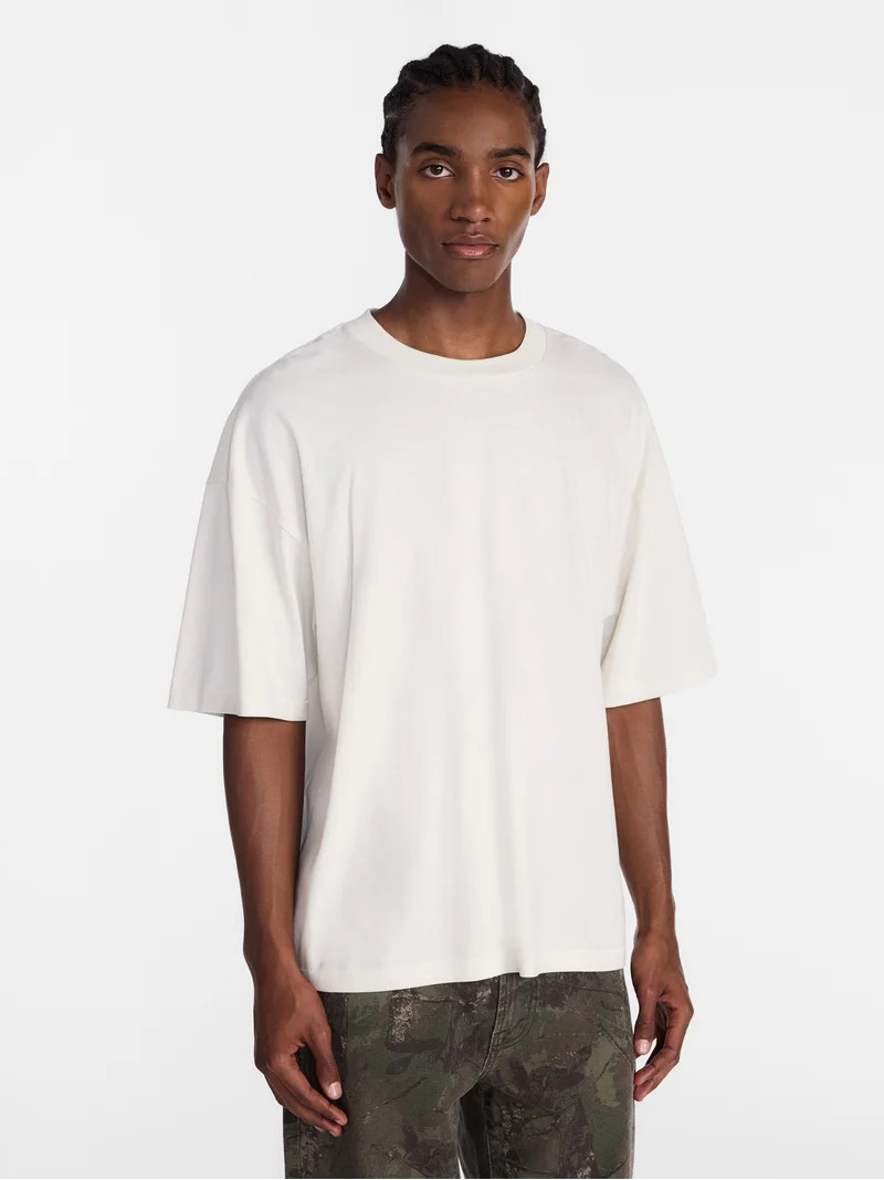 No Boundaries Men's Oversized Boxy Tee Shirt with Short Sleeves, XS-4XLT | Walmart (US)