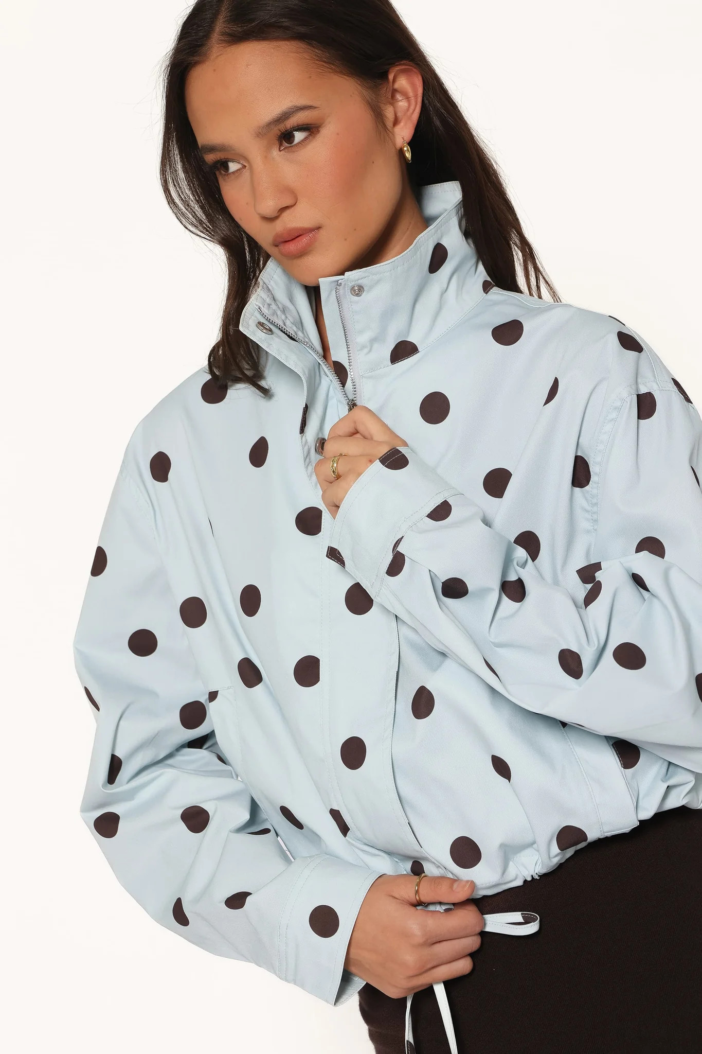 Zoella Funnel Neck Jacket - Blue Polka Dot | Petal & Pup (US)