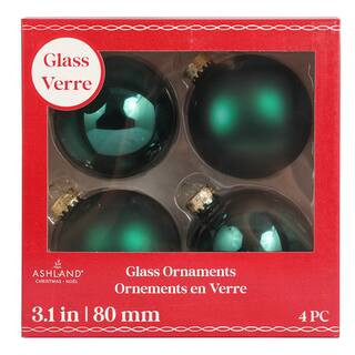 4 ct 3" Dark Green Matte & Shiny Glass Ball Ornaments by Ashland® | Michaels® | Michaels Stores