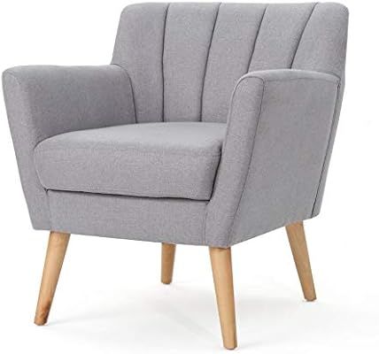 Christopher Knight Home Merel Mid-Century Modern Fabric Club Chair, Light Grey / Natural | Amazon (US)