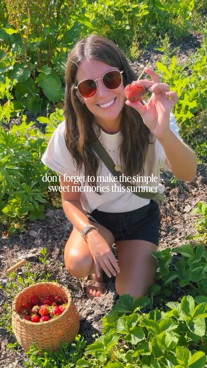 strawberry picking, the beach, ice cream, campfires, catching fireflies, going to the drive-in… it’s the little (and usually free it inexpensive!) things that make summer so good🥰. 

What’s your favorite free/inexpensive thing to do in summer? 

Strawberry picking 🍓🫶🏽

small in my tee (apricot color), xxs in my black linen shorts (mine are 5-6 years old, linked this year’s version and I also linked similar ones in case you prefer non-tie shorts!) and 6 in my teva sandals. 
My bag is older so I linked similar ones!

My husband is wearing size medium in his tee and shorts and 10 in his sandals.

#inexpensivefun #summertimegoals #itsthelittlethingsinlife #summertips

#LTKPetite #LTKSeasonal #LTKootd