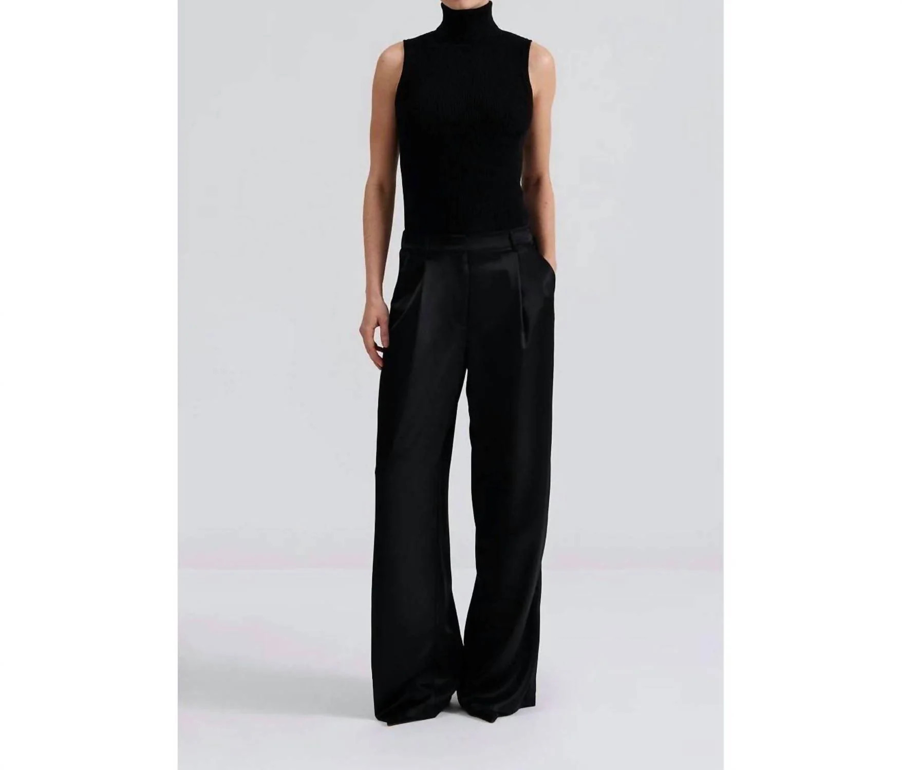 Women's Sarah Satin Pants In Black | Shop Simon