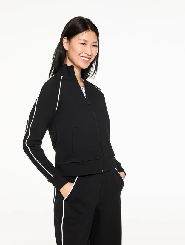 Piqué Full-Zip Jacket - Piped | Talbots