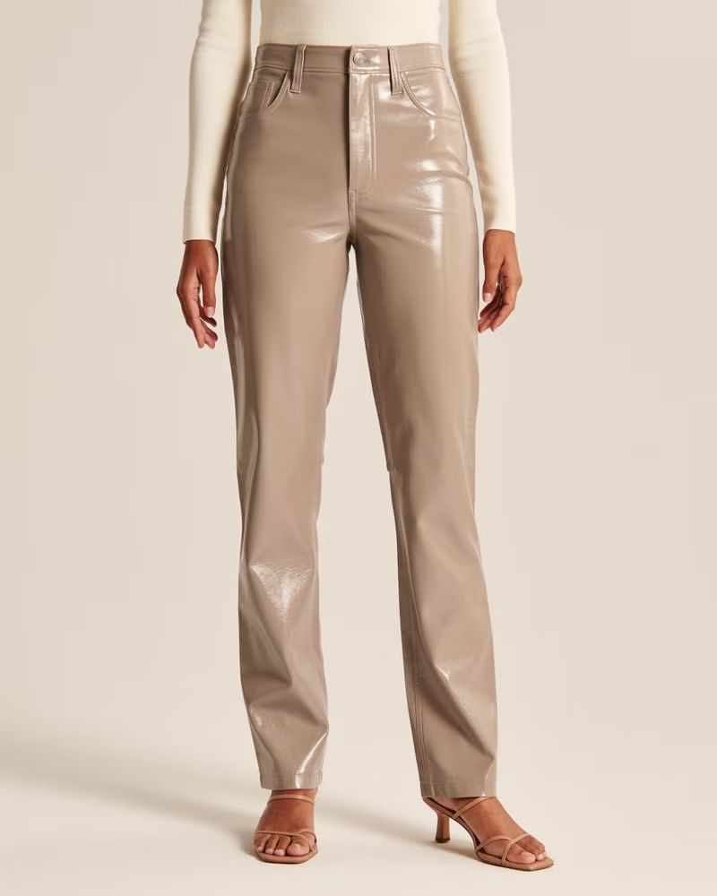 Women's Patent Leather 90s Straight Pants | Women's Bottoms | Abercrombie.com | Abercrombie & Fitch (US)