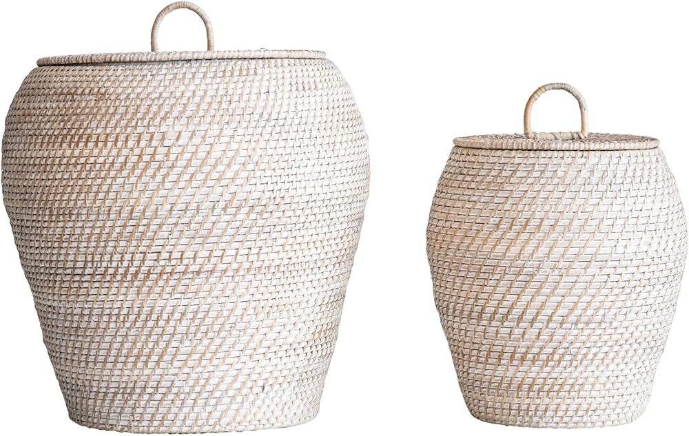 Bloomingville AH0324 Rattan Baskets, White | Amazon (US)