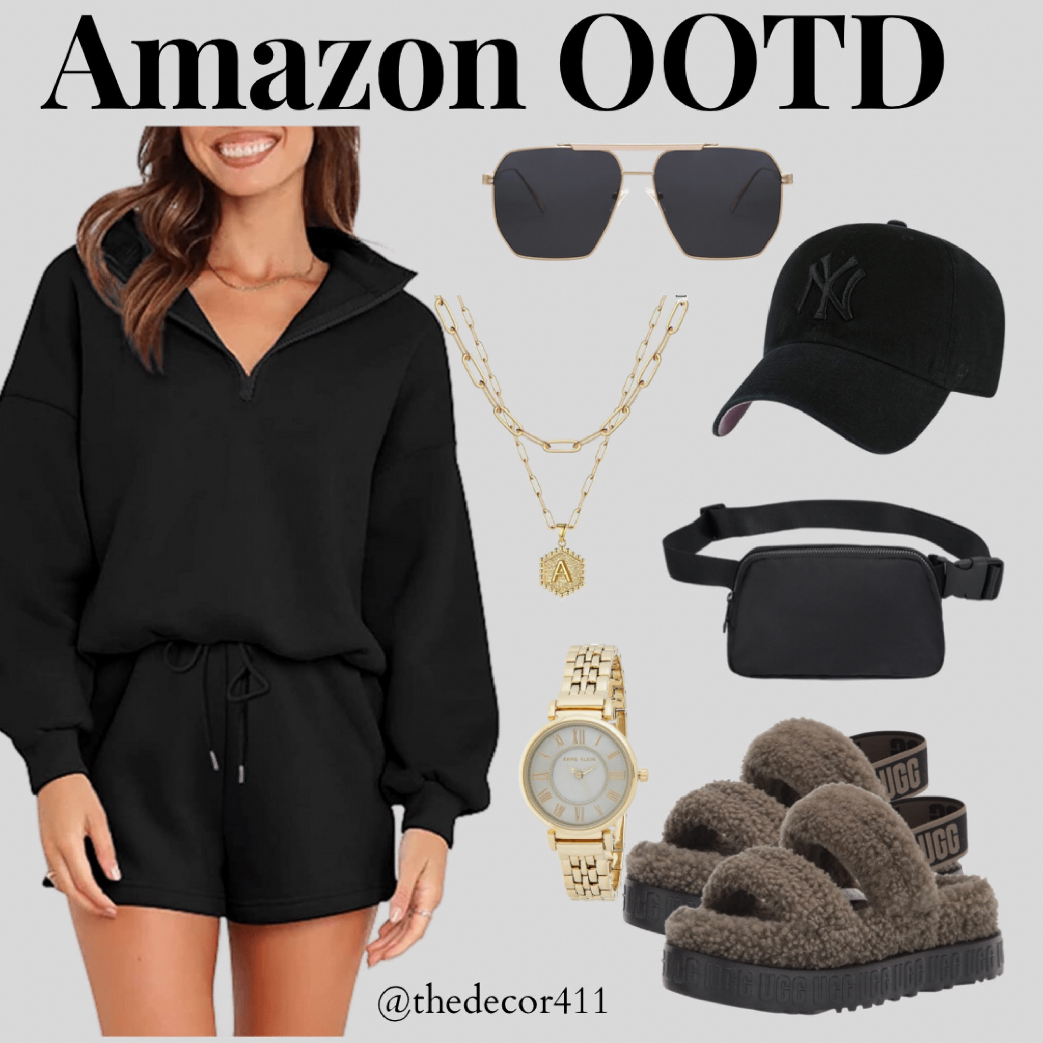 Amazon ootd
travel outfit, two piece lounge wear, lounge set, comfy outfit, sunglasses, ball cap, uggs, ugg house shoes, gold necklace, gold watch, belt bag, amazon lounge set, fall lounge wear

#LTKstyletip #LTKtravel #LTKSeasonal