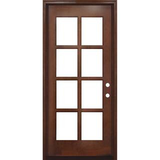 Steves & Sons 32 in. x 80 in. Craftsman Richmond 8-Lite Left-Hand Inswing Chestnut Mahogany Wood ... | The Home Depot