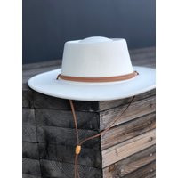 Vegan Off White Boater Hat With Chin Strap | Vegan | Etsy (US)
