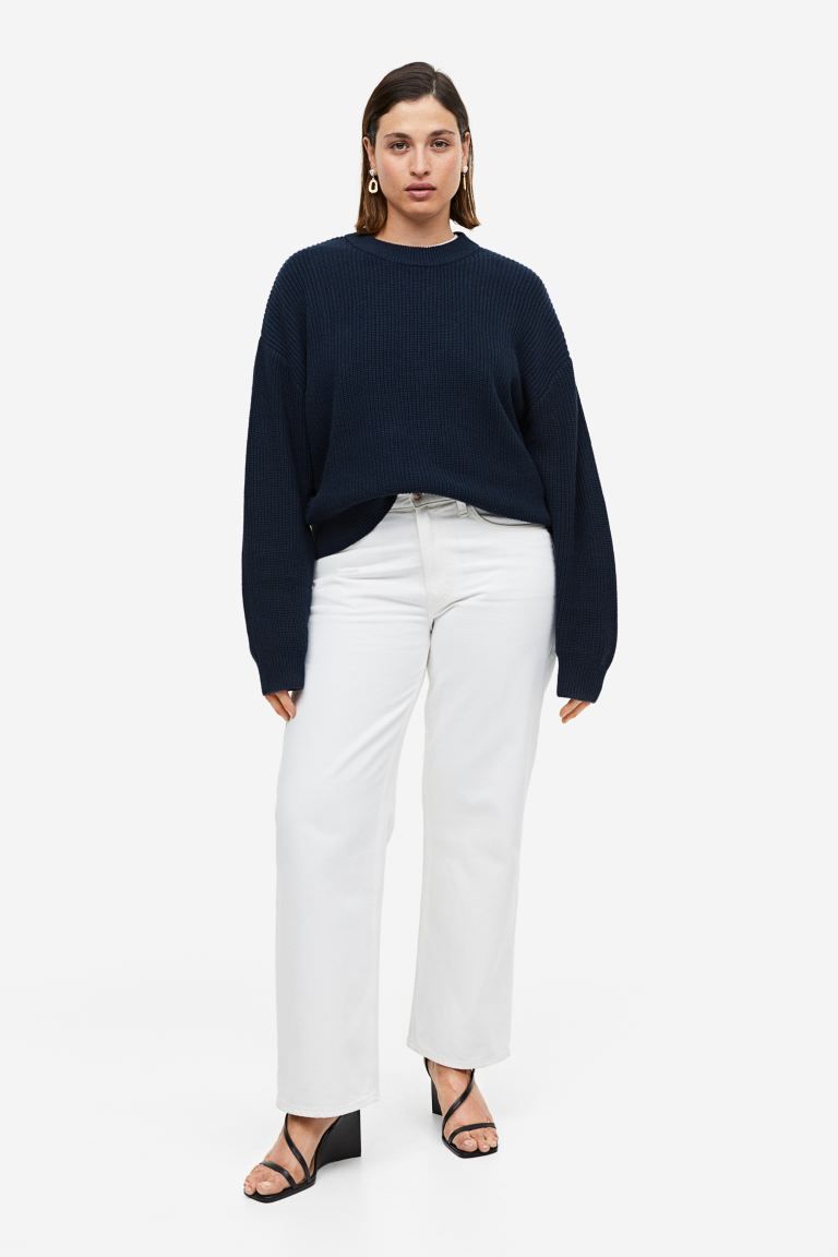 Rib-knit Sweater - Navy blue - Ladies | H&M US | H&M (US + CA)