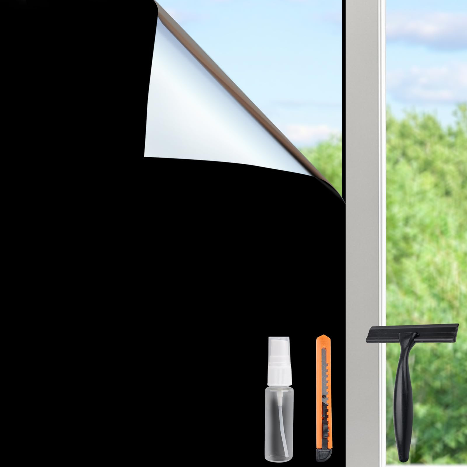 HIDBEA Mirror Blackout Window Film,100% Light Blocking Room Darkening Window Privacy Film,Mirror ... | Amazon (US)