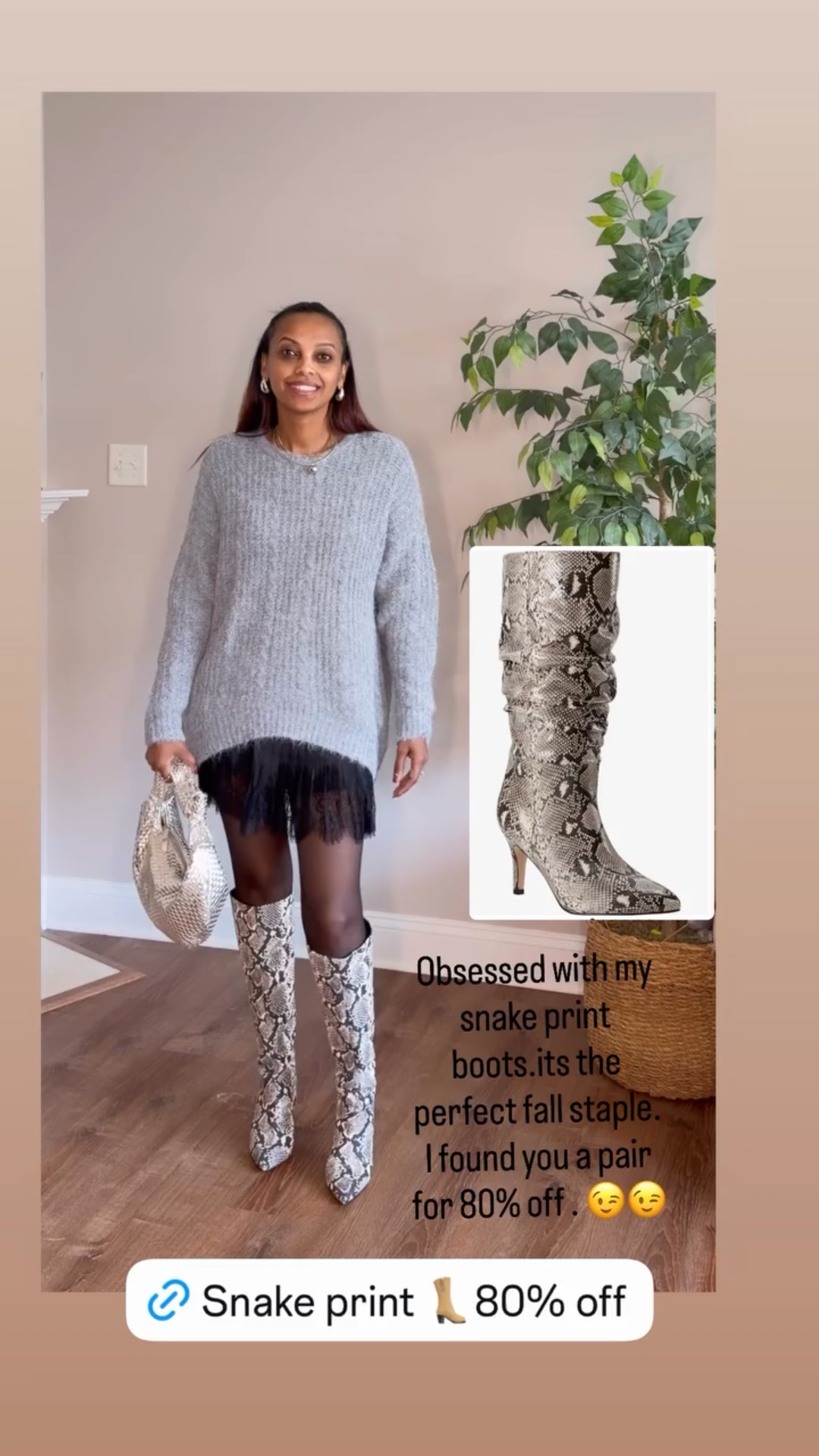 Obsessed with my snake print boots.its the perfect fall staple. I found you a pair  for 80% off . 😉😉