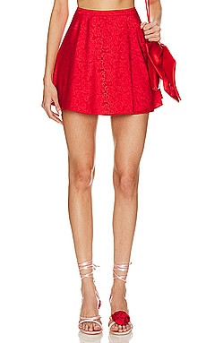 For Love & Lemons Otessa Mini Skirt in Red from Revolve.com | Revolve Clothing (Global)