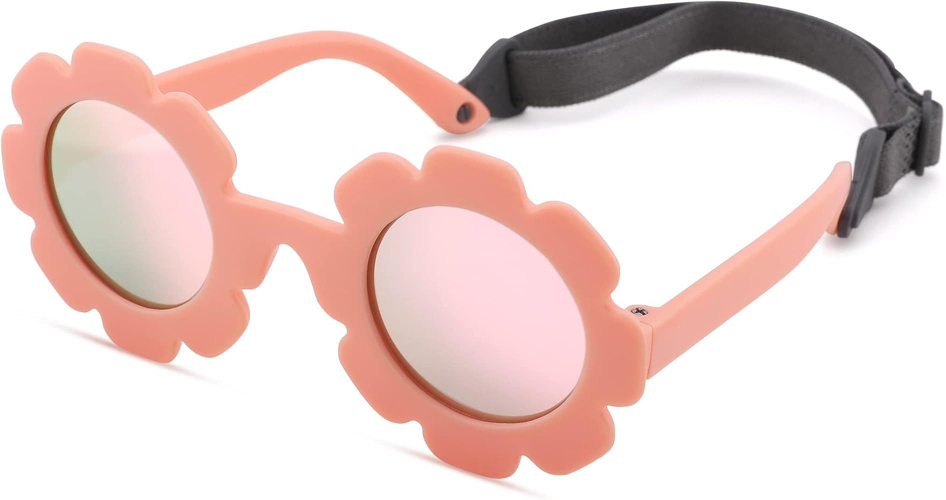 Bouryo Flexible Baby Polarized Flower Sunglasses with Strap Bendable Frame for Infant Boys Girls Ages 0-24 Months | Amazon (US)