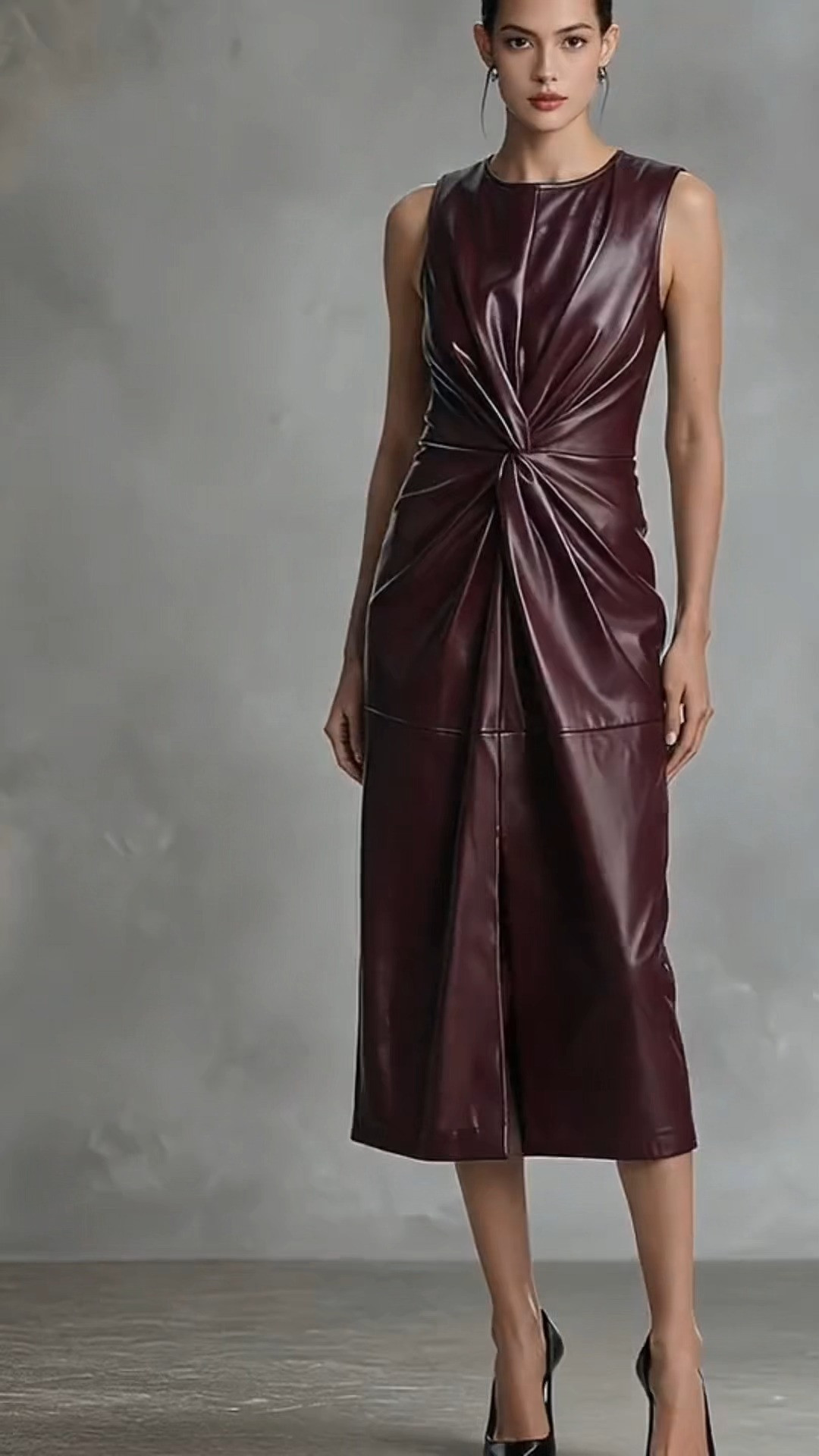 Luxury Burgundy Leather Midi Dress Pre‑Fall
 

 #LTKootd #LTKOver40 #LTKWedding