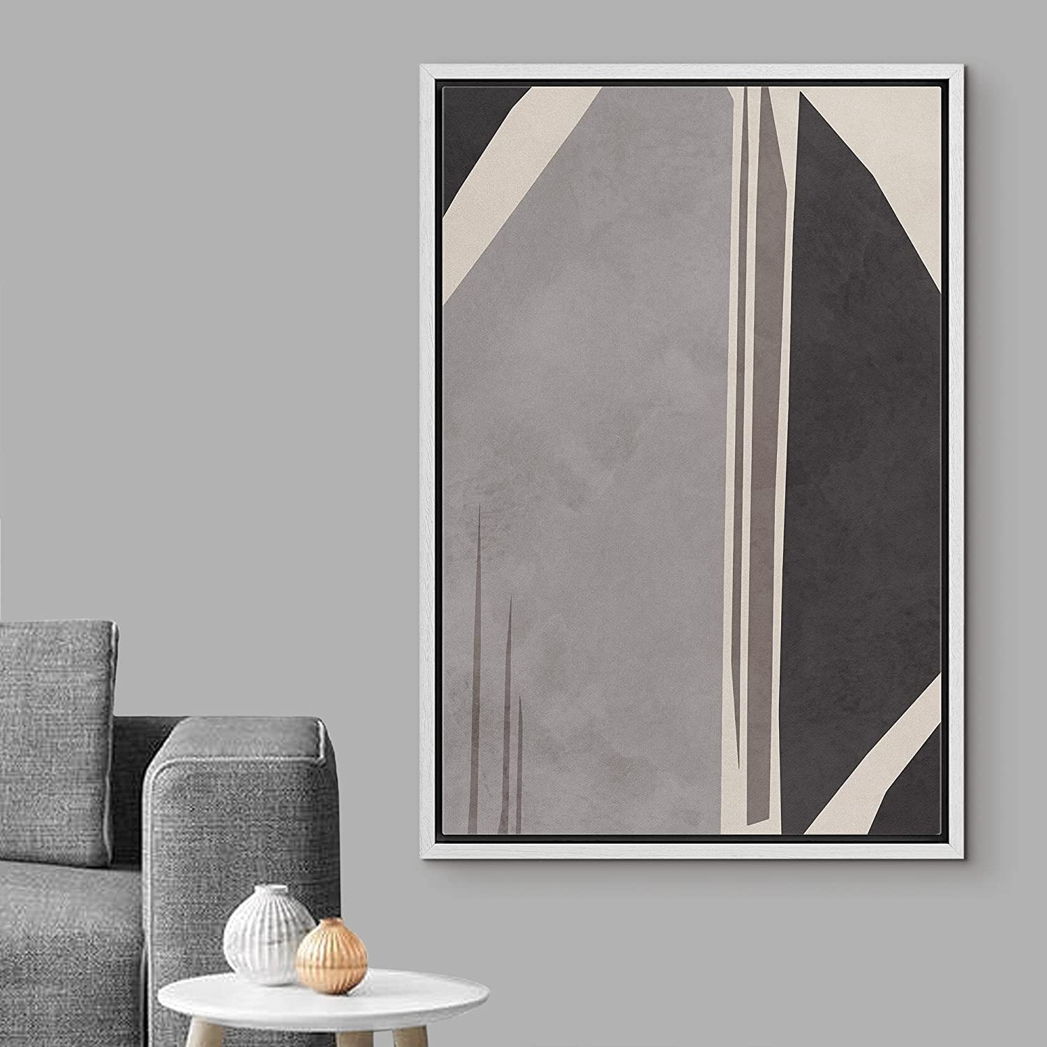 Wall26 Framed Canvas Print Wall Art Gray & Dark Polygons on Tan Background Geometric Shapes Illus... | Walmart (US)