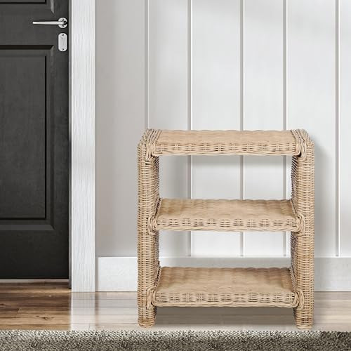 Eyely NSS1000A Taryn 22" Coastal Bohemian Rattan/Wood 3 Tier End Table, Side Table for Bedroom, L... | Amazon (US)