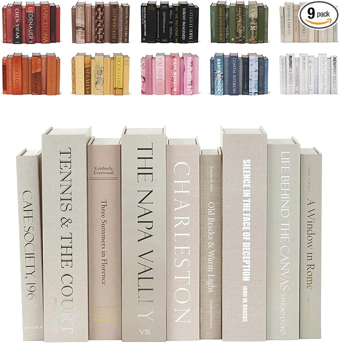 9 Faux Books Neutral - Decorative Box with Hidden Storage, Neutral Home Accessory, Bookshelf Acce... | Amazon (US)