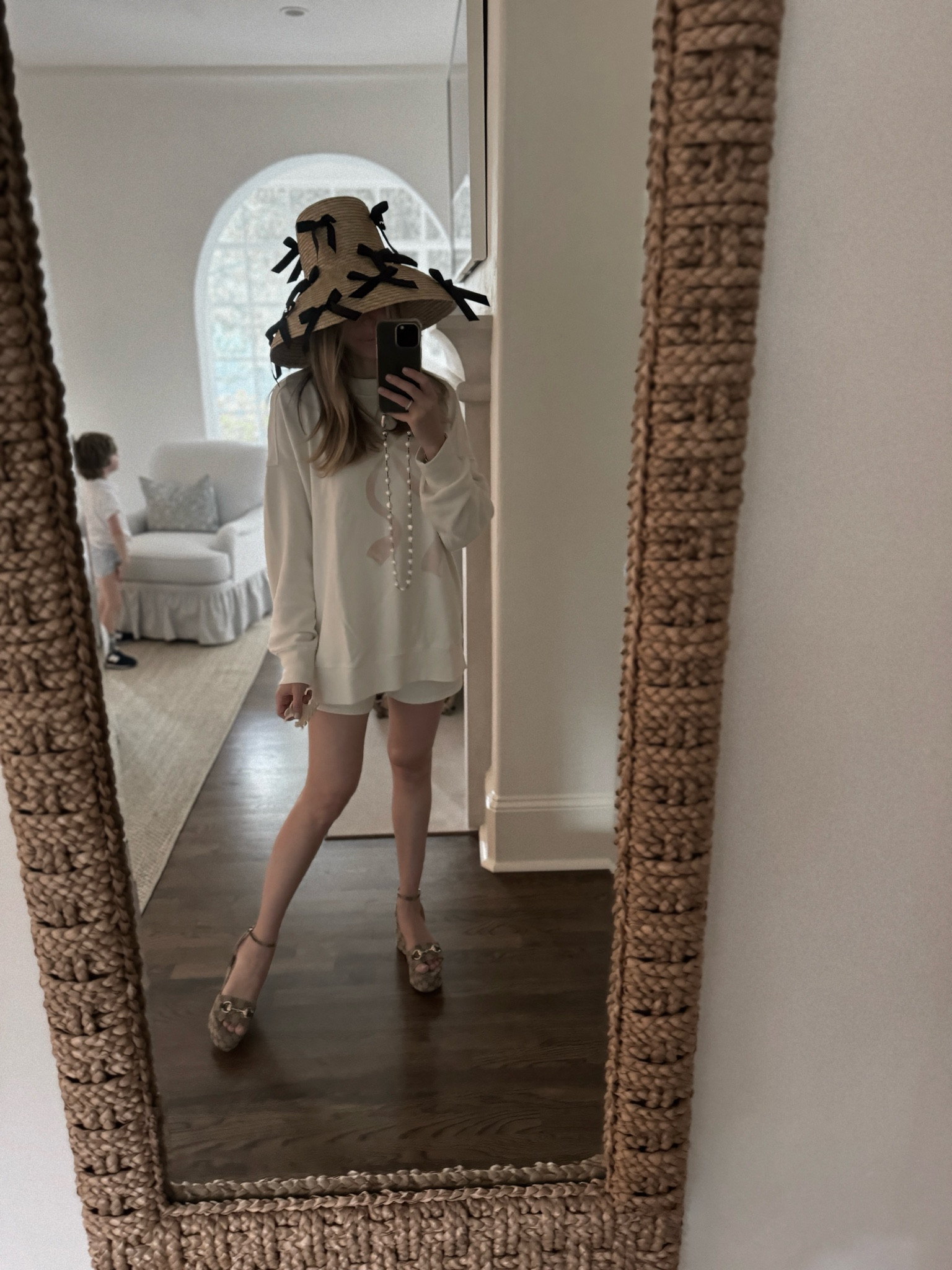 Bow sweatshirt and hat! Wearing an XS in sweatshirt. 