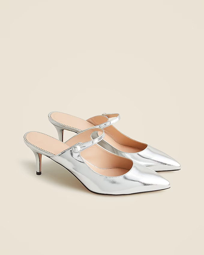 Colette mule heels in Italian specchio leather | J. Crew US