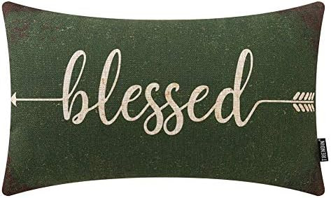 TRENDIN Rusted Green Blessed Oblong Pillow Cover 12x20 Inch for Autumn Fall Decor Couch Sofa Pill... | Amazon (US)