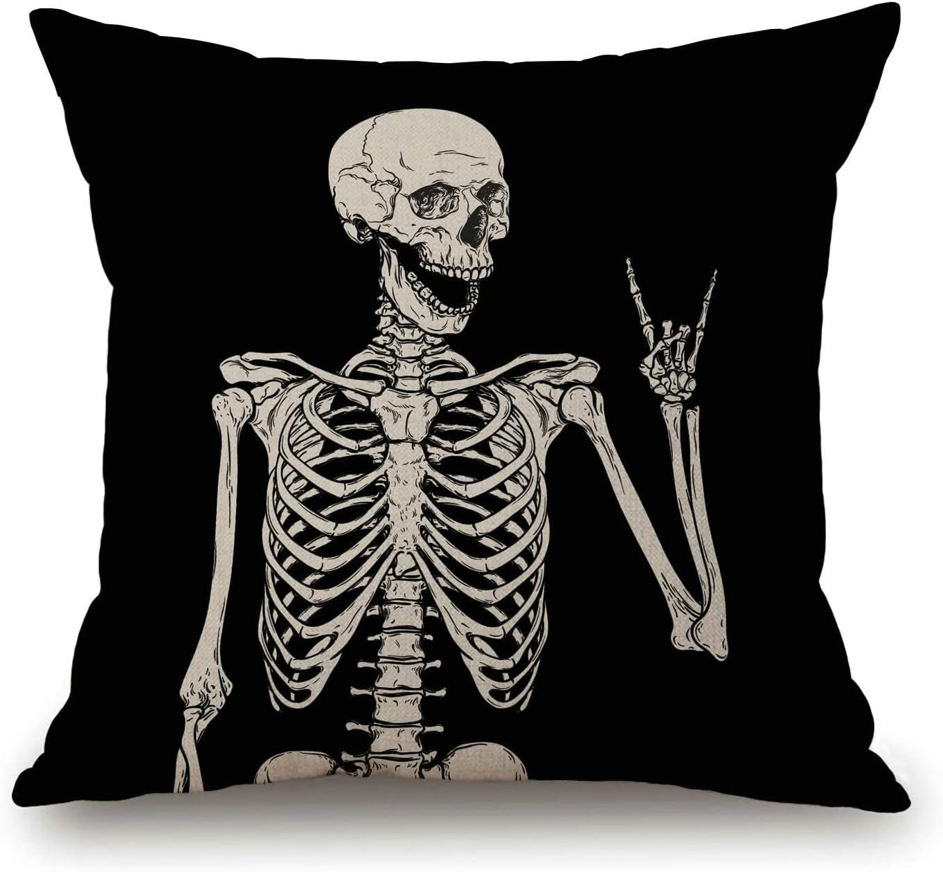 Solekla Throw Pillow Cover, Human Skeleton Posing Isolated Over Black Background Home Courtyard Outdoor Decoration Pillow Cover, Square Sofa Cushion Cover, 18in x 18in | Amazon (US)