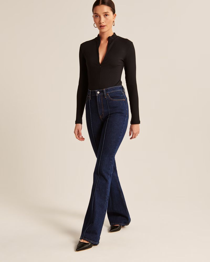 Women's Long-Sleeve Zip-Up Bodysuit | Women's Up To 50% Off Select Styles | Abercrombie.com | Abercrombie & Fitch (US)