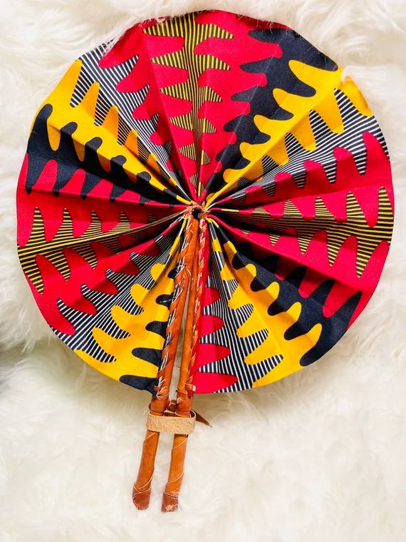 African Fabric Fan Ankara Fan Leather & Fabric Print Fan | Etsy | Etsy (US)