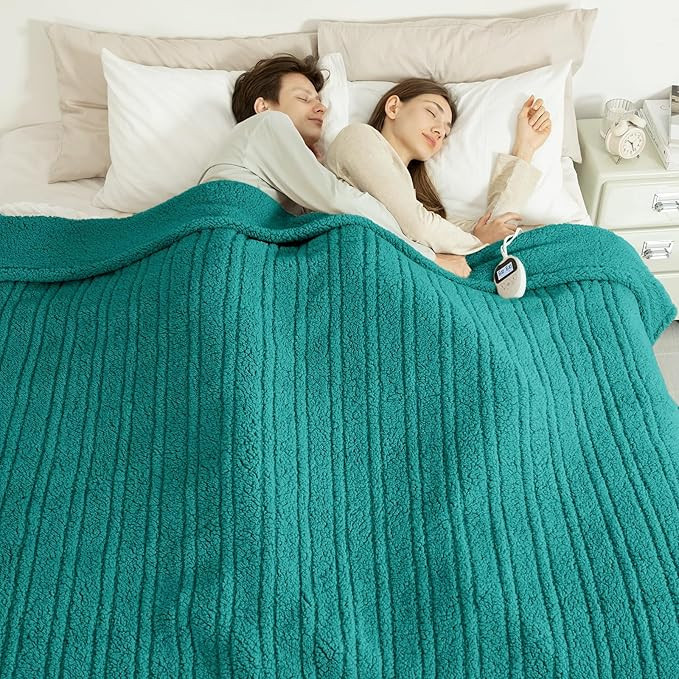 Queen Size Electric Blanket Single Control - 84"X90" Soft Double Sided Sherpa Heated Blanket with... | Amazon (US)