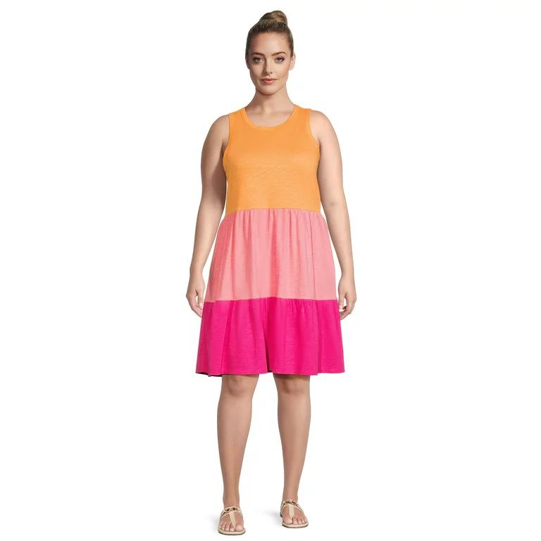 Terra & Sky Women's Plus Size Tiered Tank Dress - Walmart.com | Walmart (US)
