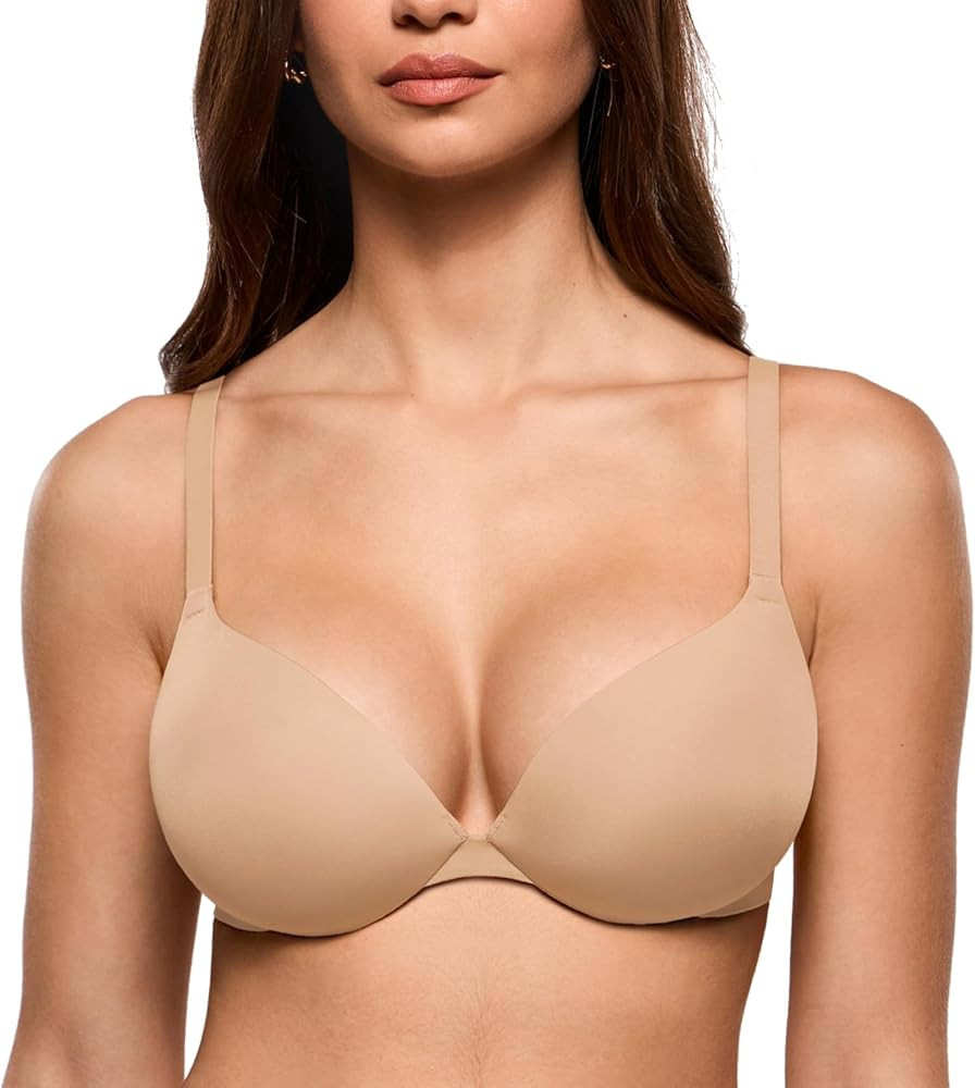 INLYRIC Women's Teardrop Push Up Bra Padded Supportive Underwire Add 1 Cup Seamless Tshirt Sexy L... | Amazon (US)