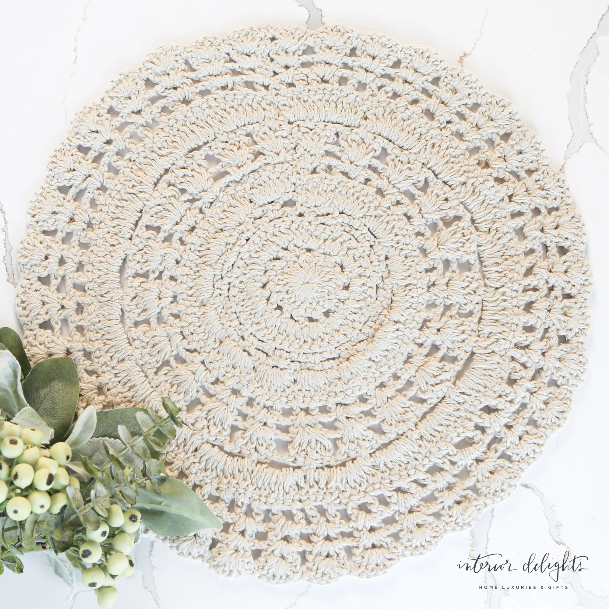 Cotton Blend Crocheted Placemat | Interior Delights