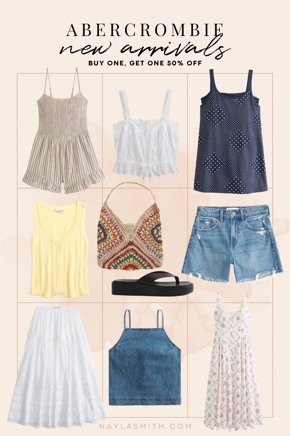 Abercrombie Spring to Summer new arrivals on sale! Summer dresses, crochet tote bag, my fave denim shorts, trendy black platform flip flop sandals, lacy white tank top, white maxi skirt
Spring to summer outfits, vacation outfits

#LTKsummer #LTKsale #LTKdresses
