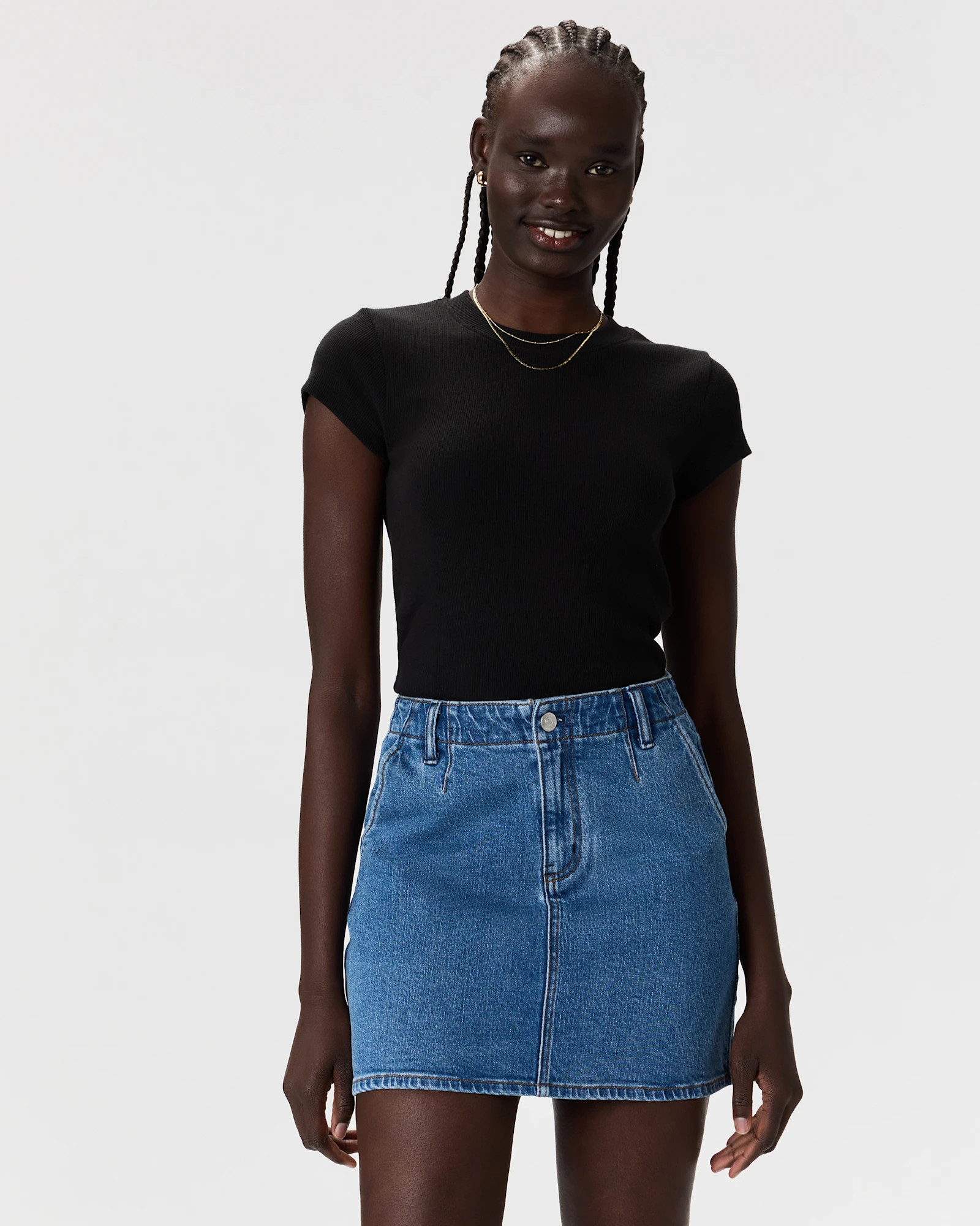 Stretch Denim Mini Skirt in Atlantic Blue | Quince