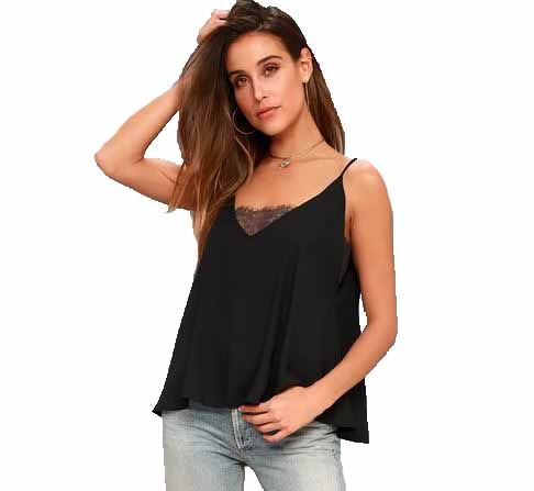 Free People Womens Deep V Bandeau Lace Cami (Black, Medium) | Walmart (US)