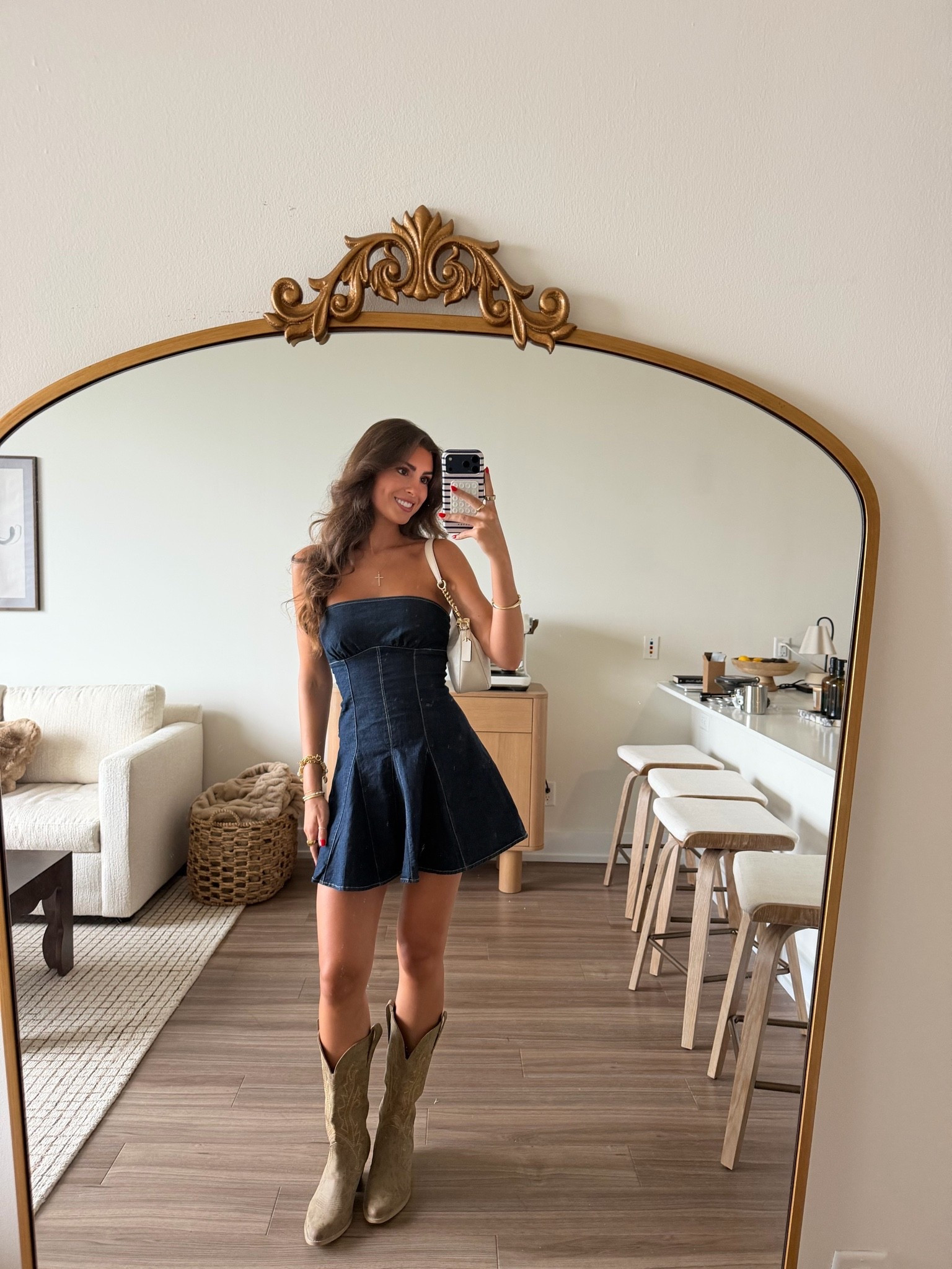 Dress is old Pacsun but loveeee these Amazon cowgirl boots they are my FAV