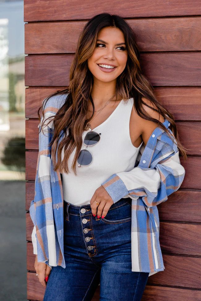 Dreaming Again Blue Plaid Blouse | The Pink Lily Boutique