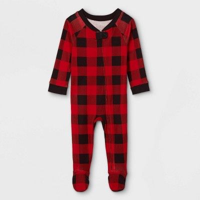 Baby Holiday Buffalo Check Flannel Matching Family Footed Pajama - Wondershop™ Red | Target