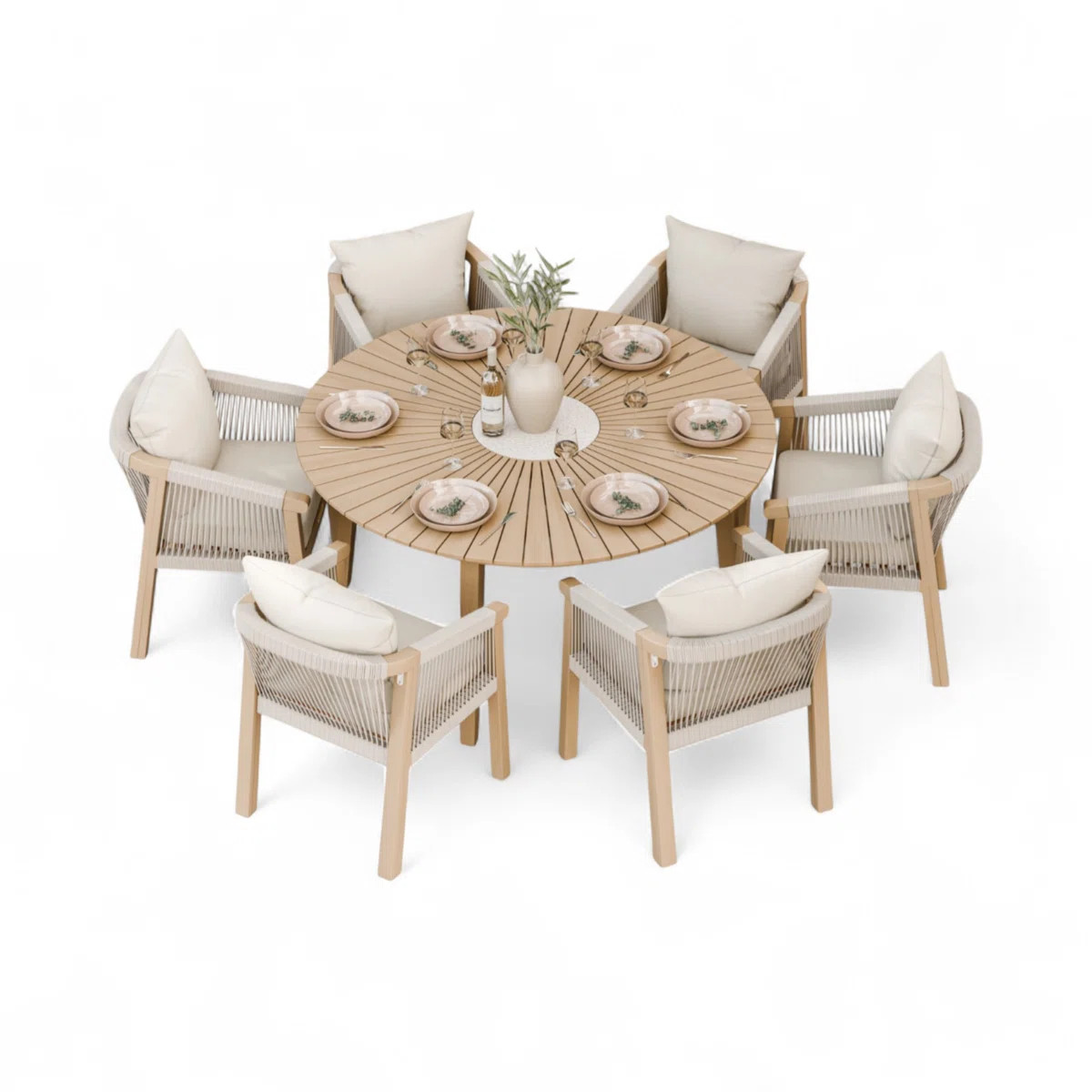 Roma 6 Seater Rope Dining Set Terrazzo Insert | Wayfair UK