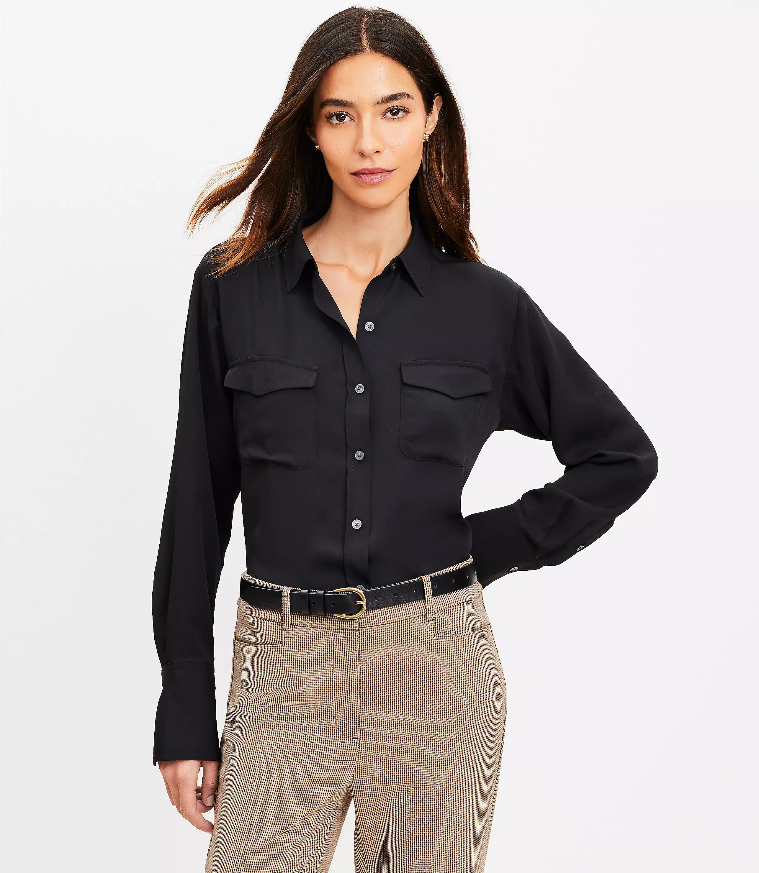 Petite Wide Cuffed Utility Shirt | LOFT