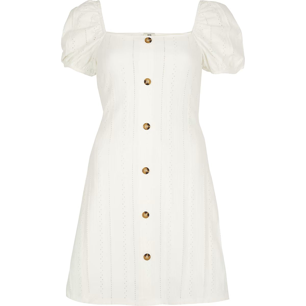 Cream puff sleeve button front mini dress
              
            




    £30.00


         ... | River Island (UK & IE)