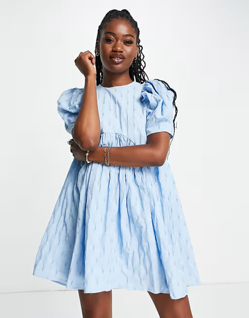 Urban Revivo smock mini dress in light blue | ASOS (Global)
