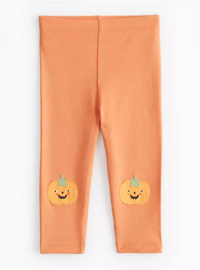 Halloween Pumpkin Face Knee Leggings 3-6 months | Tu Clothing