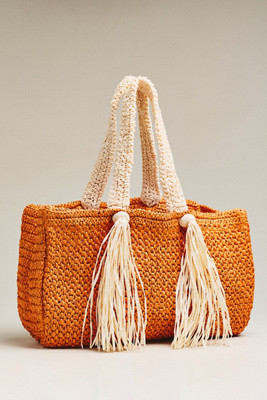 Celandine Raffia Fringe Tote | Anthropologie (US)